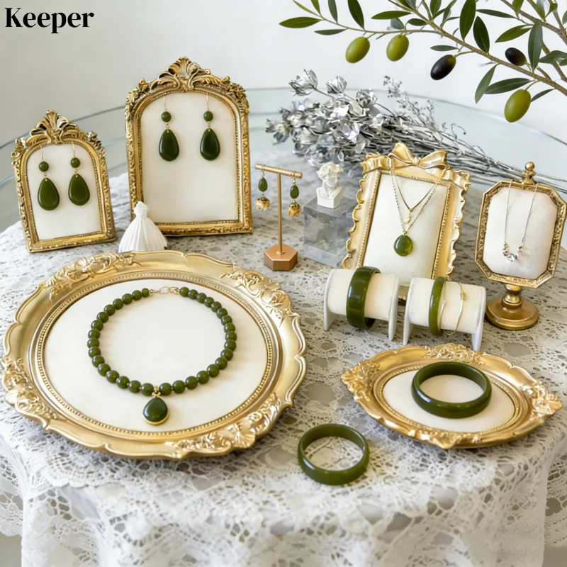 Vintage European Style Jewelry Display Stand, Photo Frame Earring Ring Holder, Counter Showcase Organizer & Photography Prop