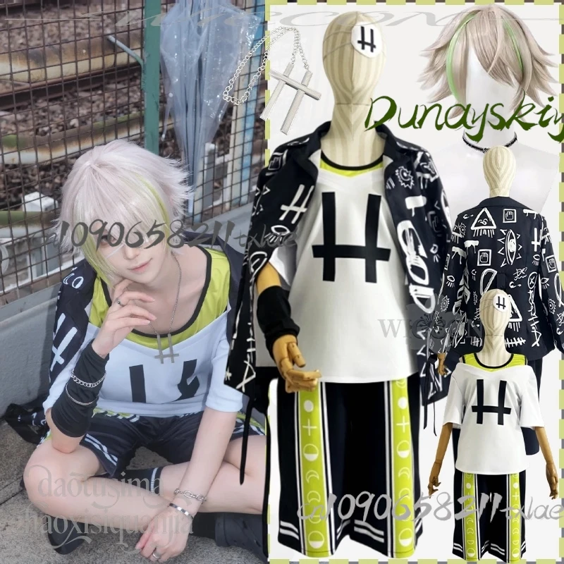 

Shiramitsu Ryui Cosplay Anime Game 18TRIP L4mps Costume Fashion Y2K Punk Black Coat Sports Tank Top Shorts Wigs Christmas Party