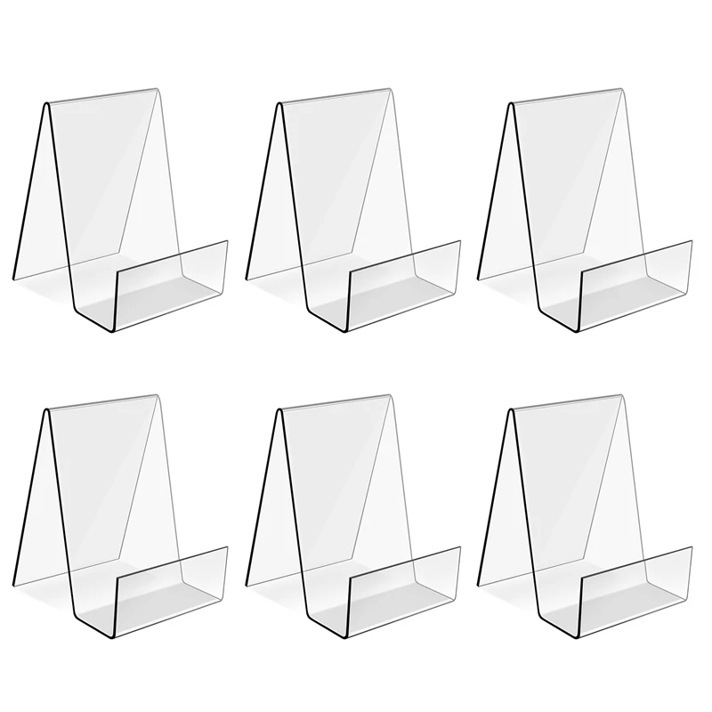 6PACK Acrylic Book Stand Clear Acrylic Display Easel Holder For Displaying Picture Albums, Books, Music Sheets