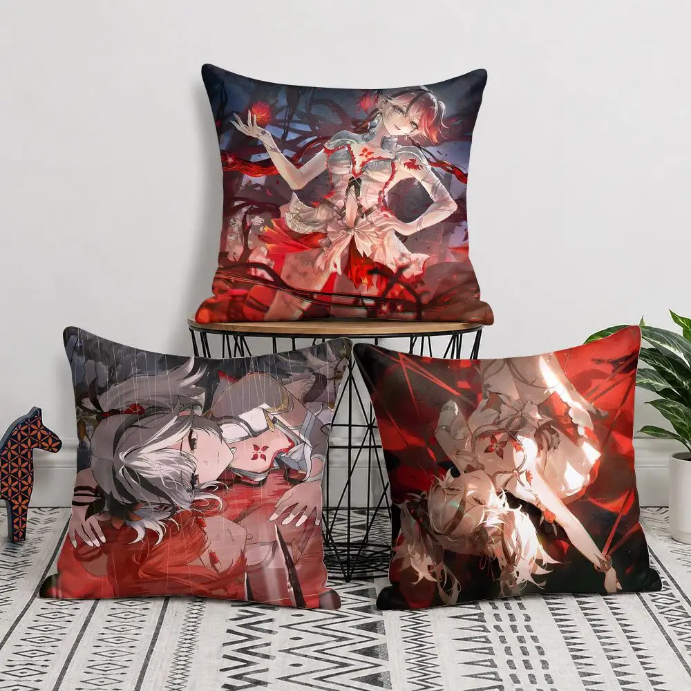 Camellya Wuthering Waves Cushion Cover Short Plush Soft Double-Sided Printing Pillow Case Cozy Sofa Bedroom Home Decor Gift