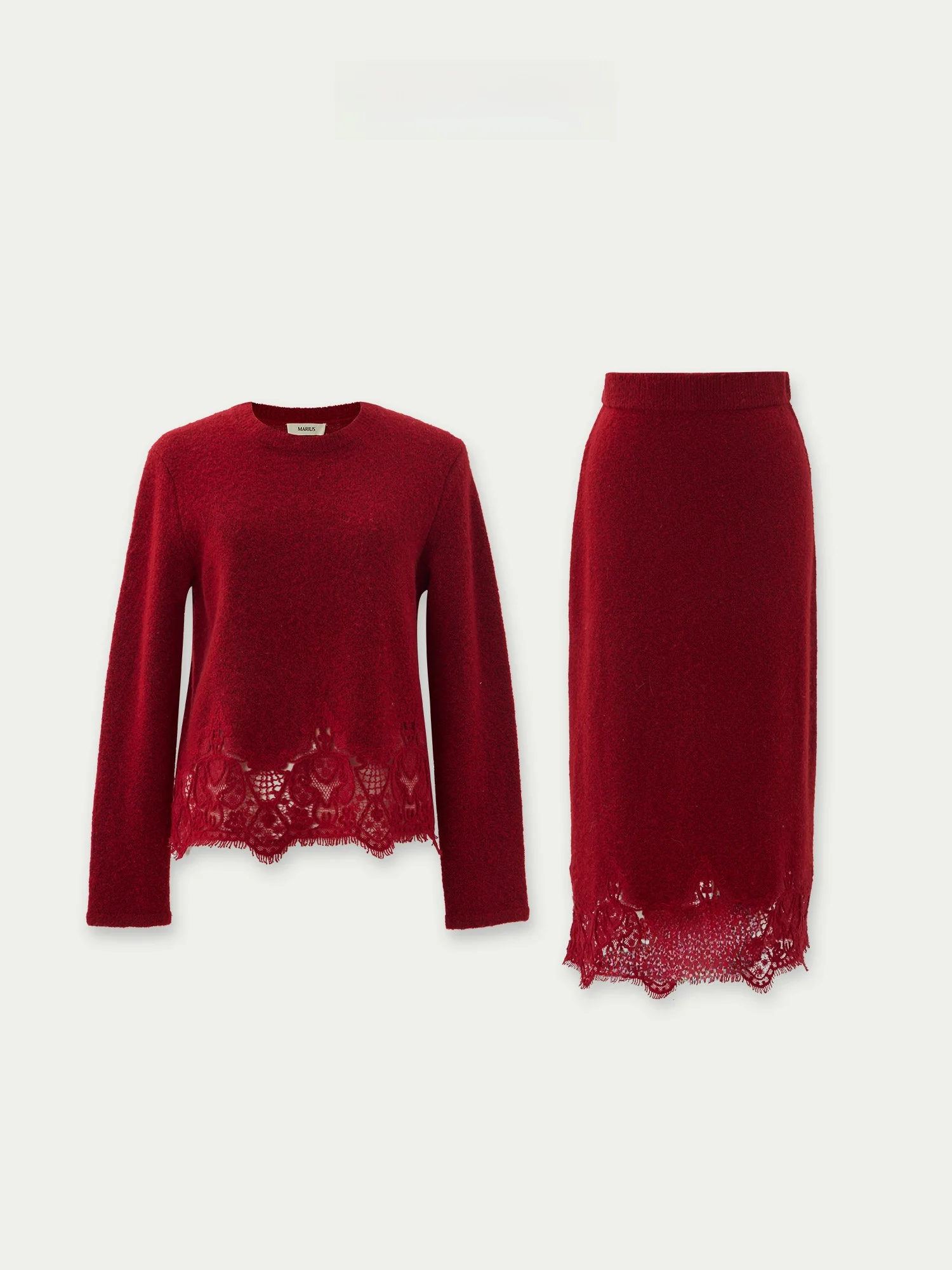 

MARIUS Rose Knitted Lace Wool Loose round Ne Sweater f Skirt Women's Long Sve Regular Length Winter Faion