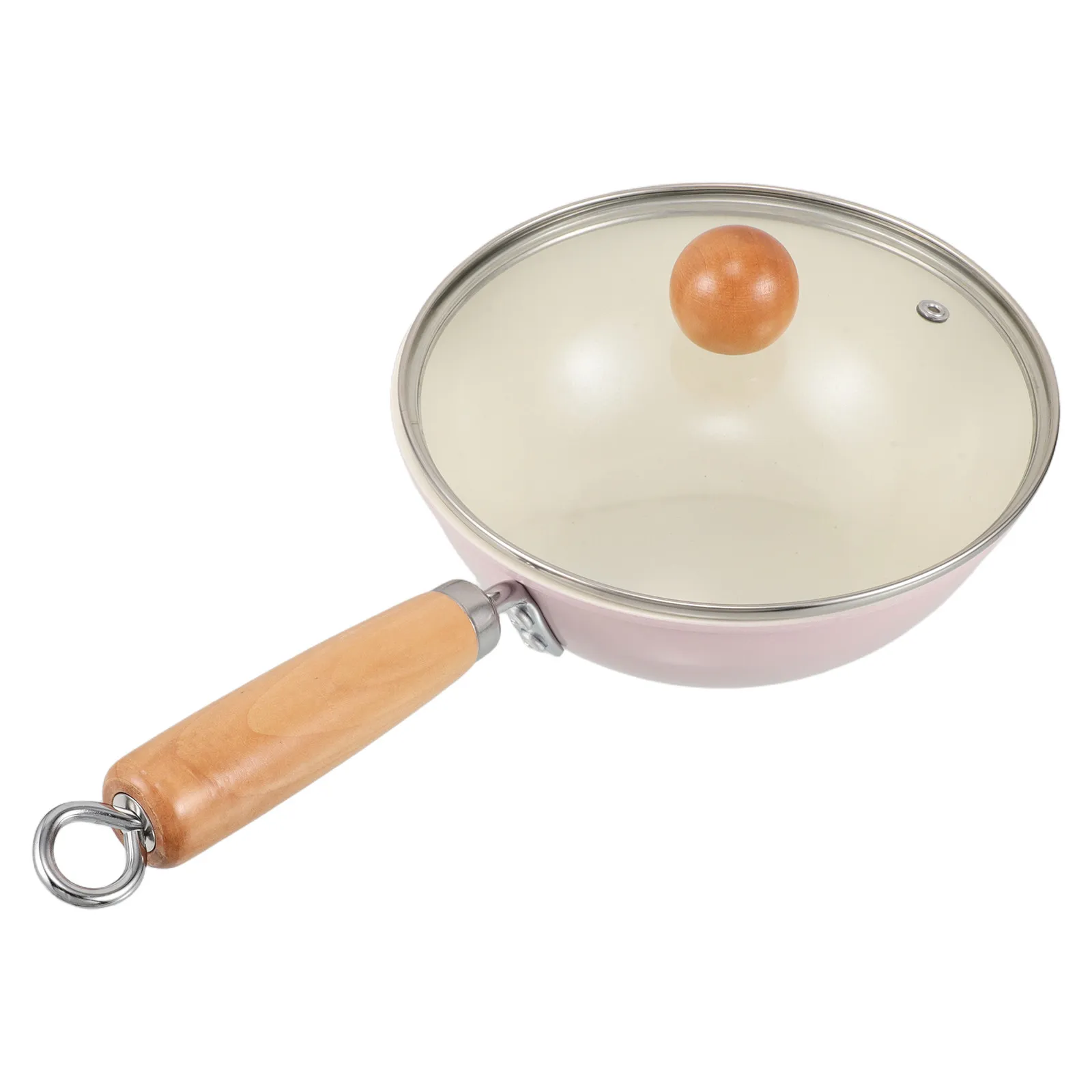 

Маленькая антипригарная чугунная сковорода-вок с деревянной ручкой и прозрачной стеклянной крышкой для газовых и индукционных плит, равномерное распределение тепла, для семейного приготовления пищи