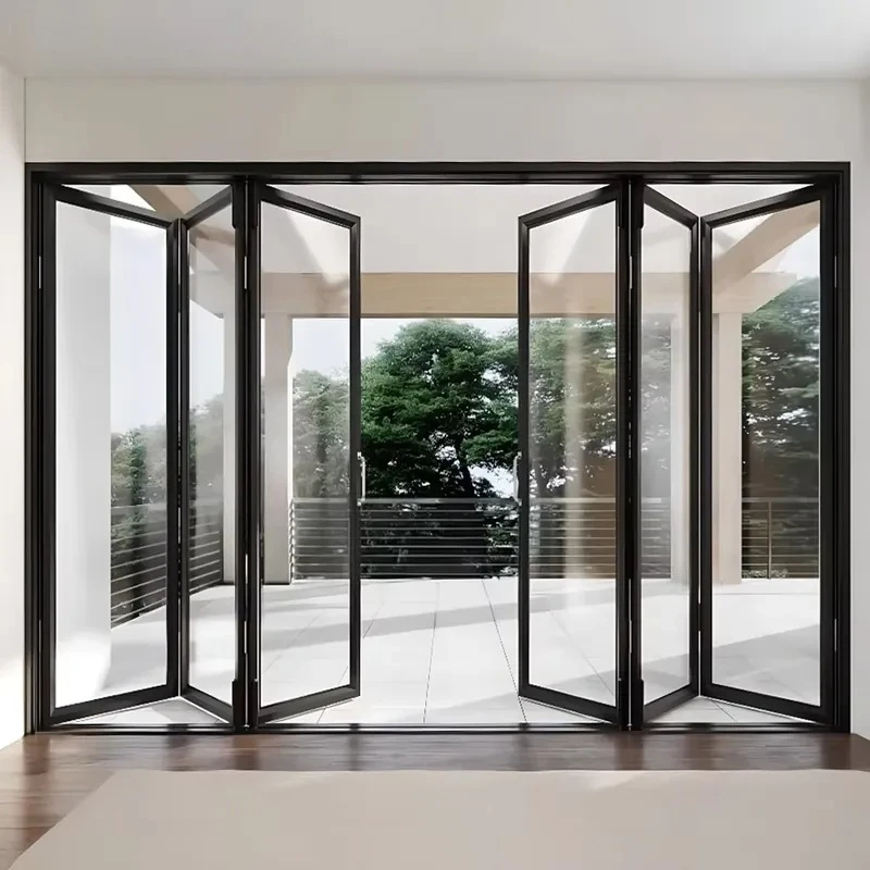 Soundproof Double Glazed Folding Windows and Doors   Balcony Aluminum Louver Folding Doors