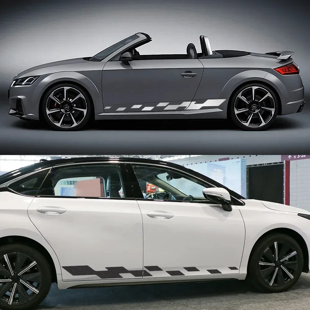 

Car Door DIY Sticker Racing Stripes Square Trims Vinyl Decals For Audi TT 8N MK1 MK2 8J Coupe MK3 8S Roadster Auto Accessories