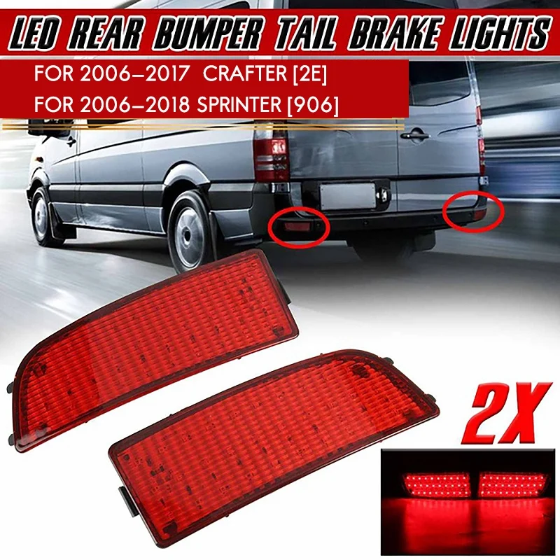 LED L+R Rear Tail Light Bumper Brake Light Reflector Fog Lamp for Benz W906 Sprinter Crafter A9068260140 Red