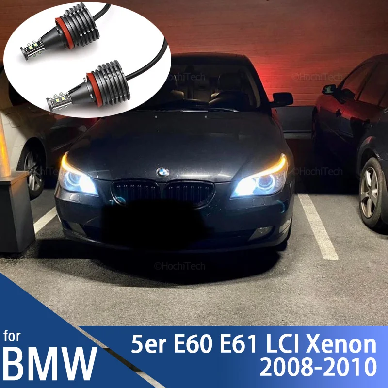 

for BMW 5 Series E60 E61 LCI Xenon Headlight 2008-2010 120W H8 LED Marker Bulbs Angel Eyes Daytime Light