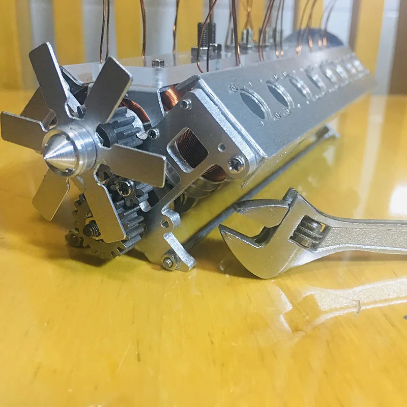 Modelo de motor v16, pistão de escova magnética forte, produto científico e educacional, modelo de iluminação de física eletromagnética