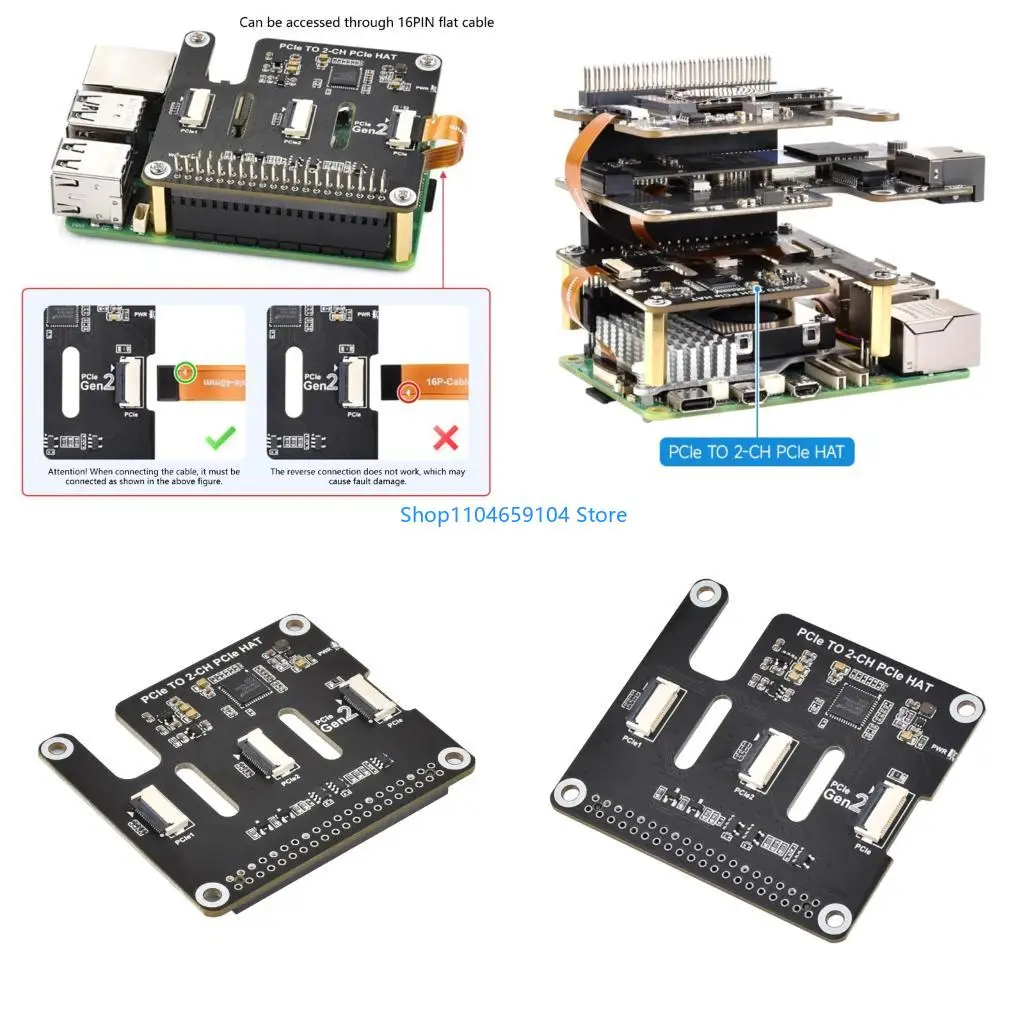 

PCIe to 2ch PCIe Hat Adapter Double Connector Connector Scackable PCIe Hat расширяется PCIe