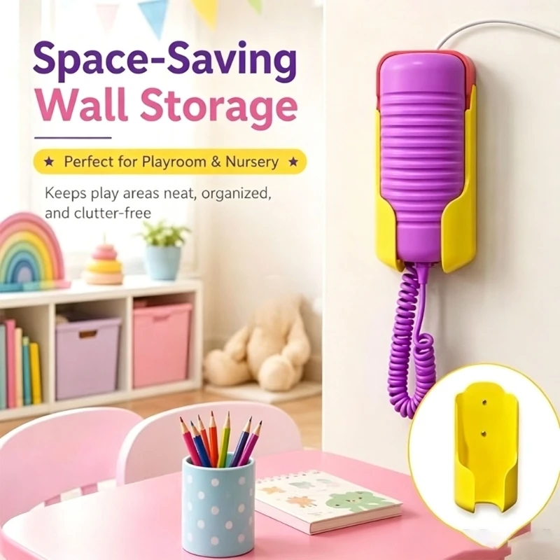 Yellow Telephone Wall-Mount Holder with Open Front and Cord Access, Giving a Corded Phone a Dedicated Position Away from 896C