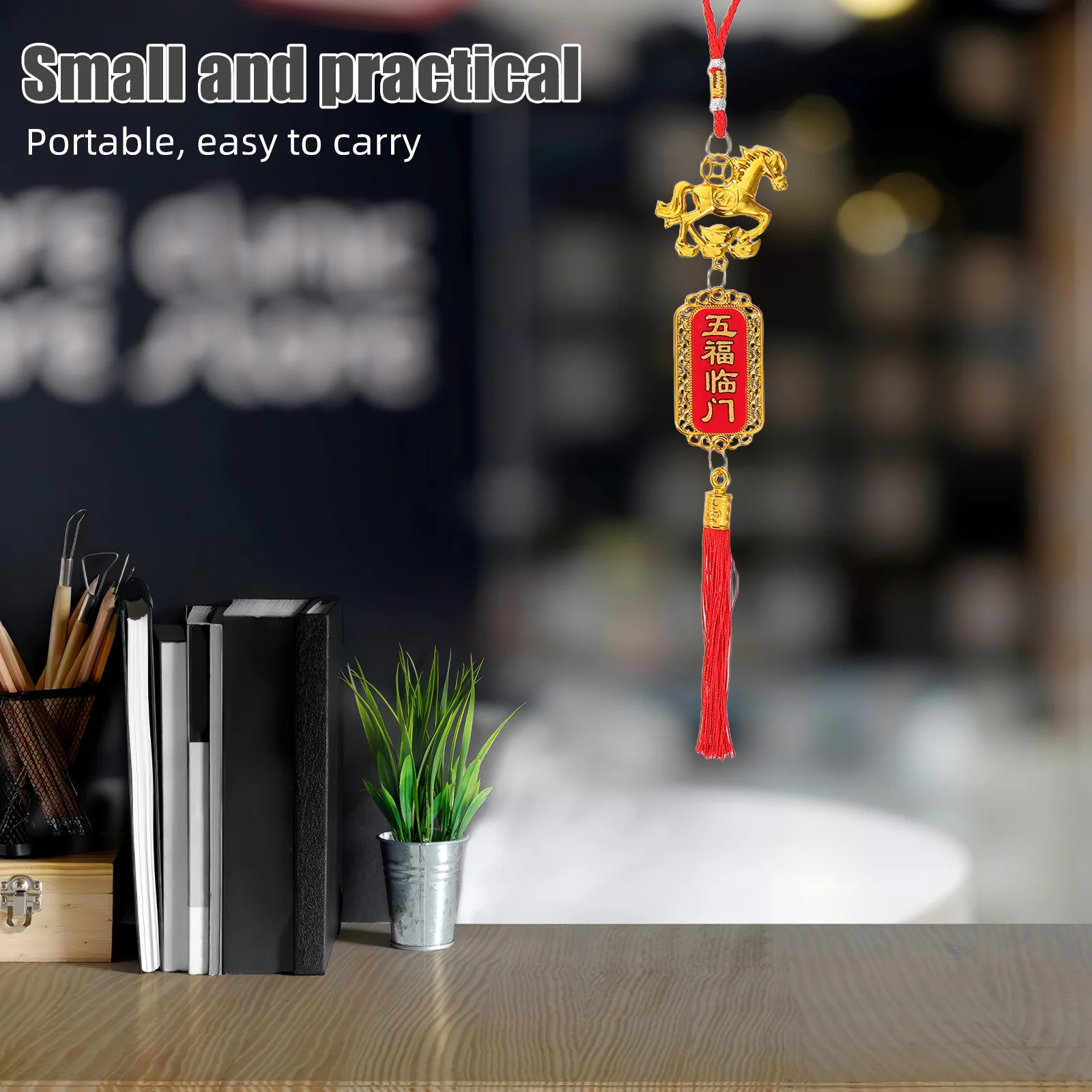 

12Pcs Lunar New Year Ornaments Chinese Zodiac Horse Pendant Red Tassel Good Luck Hanging Decorations Spring Festival