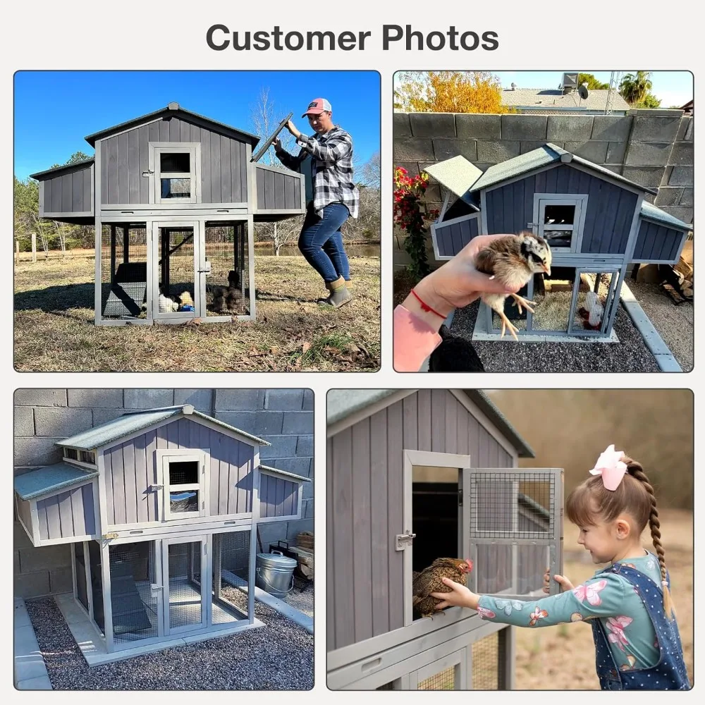 

Unique Folding Design for Easy to Set Up - Chicken House for Outdoor with Two Nesting Box, Leakproof Pull-on Tray,