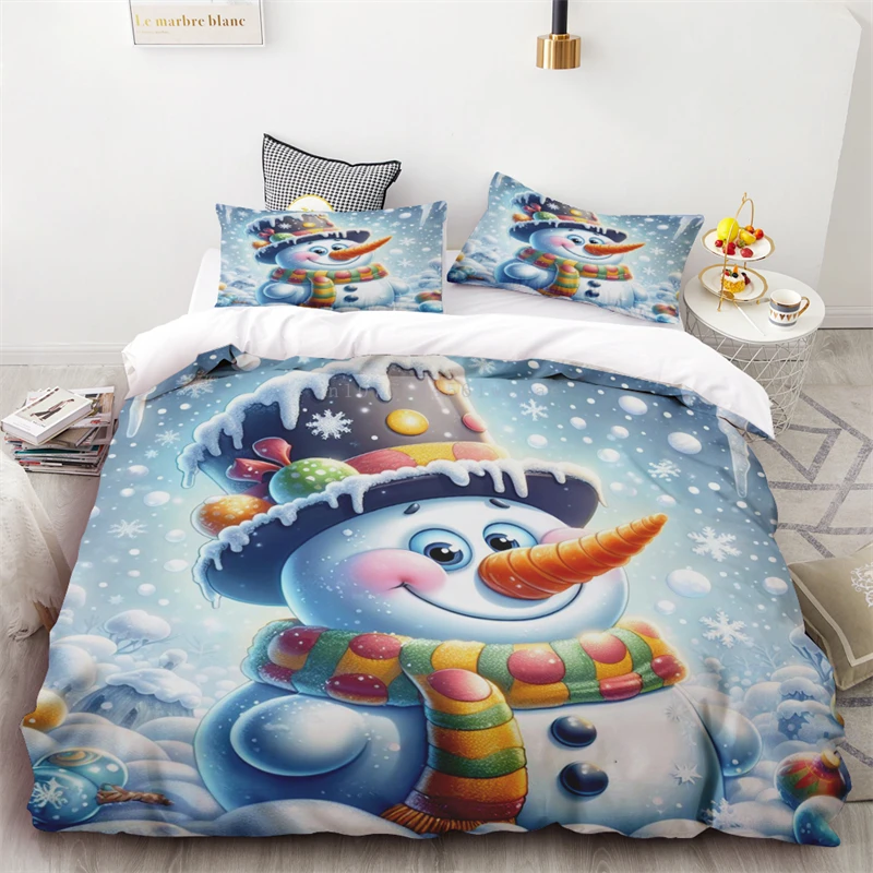 

Duvet Cover Christmas Santa Claus Corgi Pine Branch Gift Box Holiday Atmosphere Decoration Three-piece Set Single Double Bed