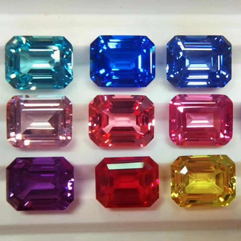 Boxed Pretty Ruby Sapphire Emerald Cut Gem for Jewelry Design Collection Display Gift Precious Stone Mohs Hardness Gems