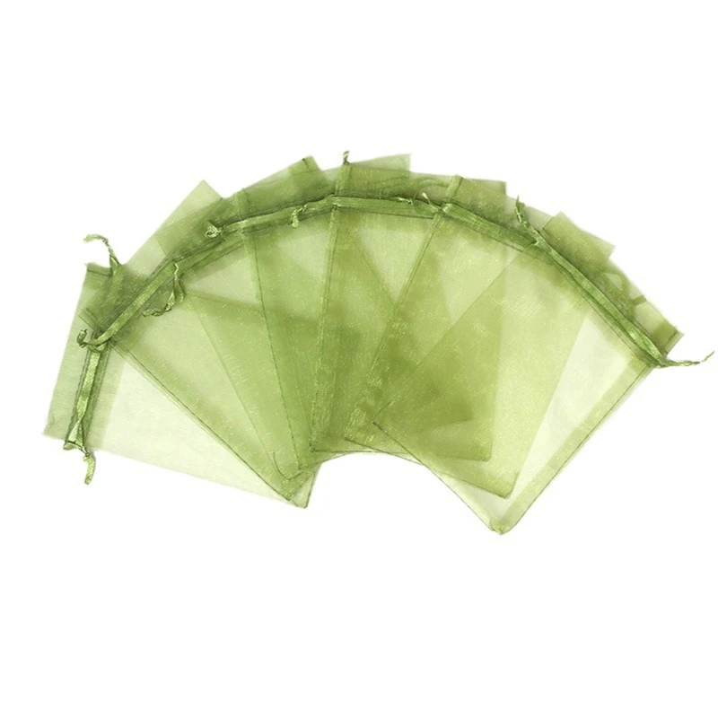 

50Pcs Fruit Protection Netting Bags With Drawstring Reusable Grape Grow Bags Strawberry Cover Mesh Bags For Pest Control