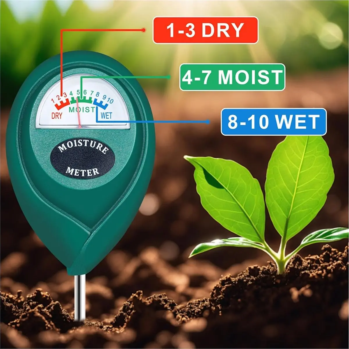 LNHF Long Probe Deep Use Soil Moisture Meter, Water Monitor Indicator Sensor, Hygrometer for Outdoor Indoor Large Pot Plants