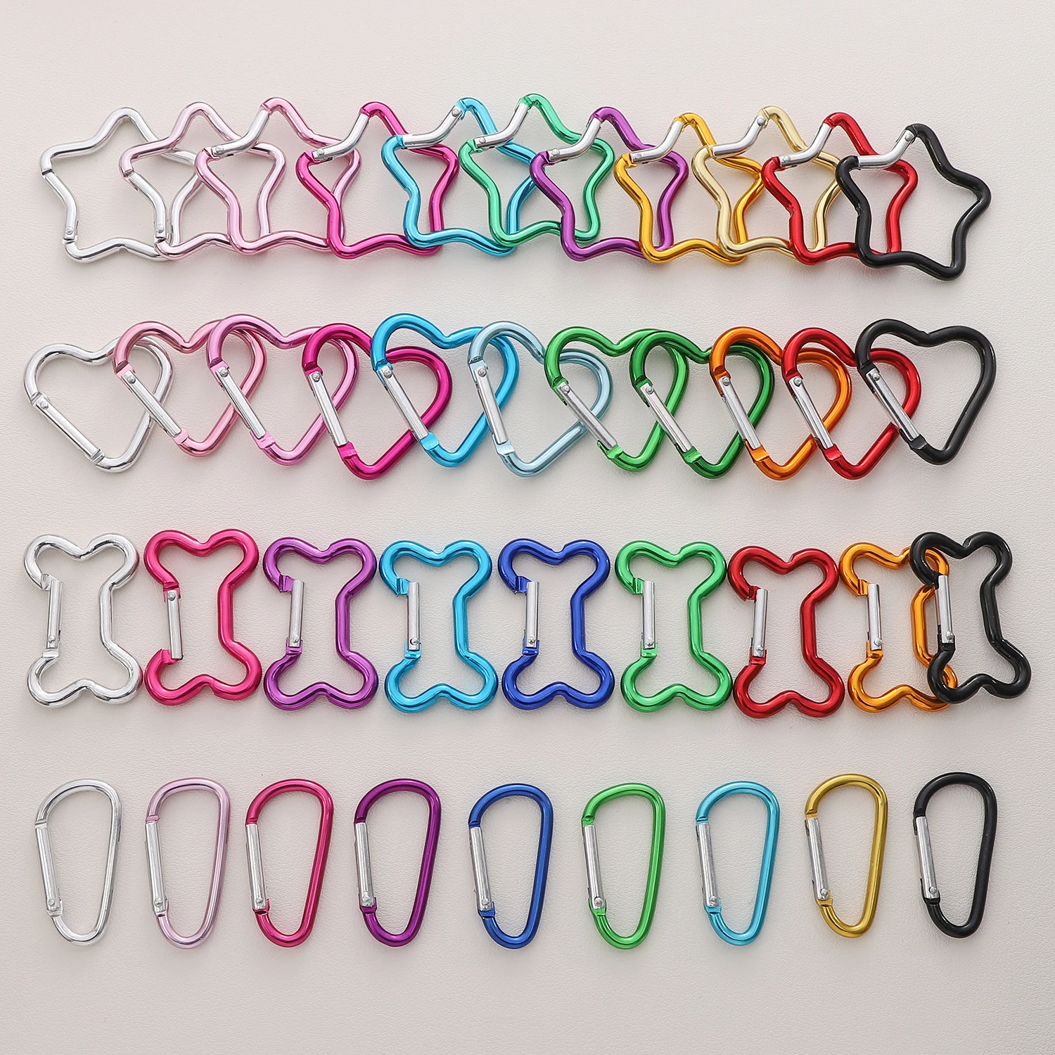 

1pcs Carabiner Rock Aluminum Mountain Buckle Star/Heart/D/Bone Shape Locking Clasp Keychain Multifunction Tools Jewelry Findings