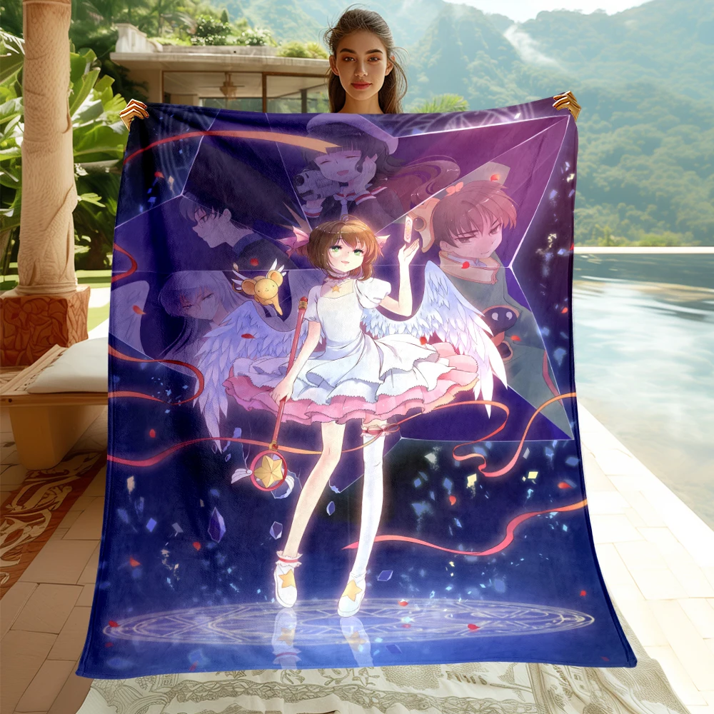 C-Cardcaptor Sakura Cute Cartoon Girl Print Blanket.Comfortable Flannel,Bedroom,Sofa,Bed,Chair,Gift,Picnics,Trips,Camp,Blankets.