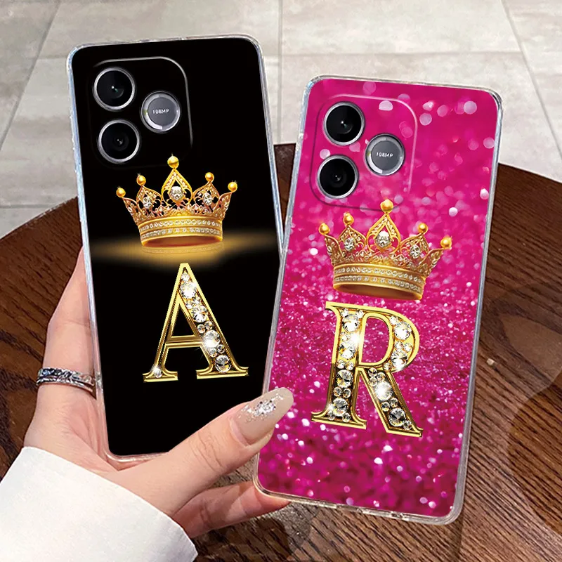 Shockproof Phone Case For Honor 600 Lite 5G/500 Smart 5G Transparent TPU Soft Casing Exclusive Lucky Letter Crown Couple Shell