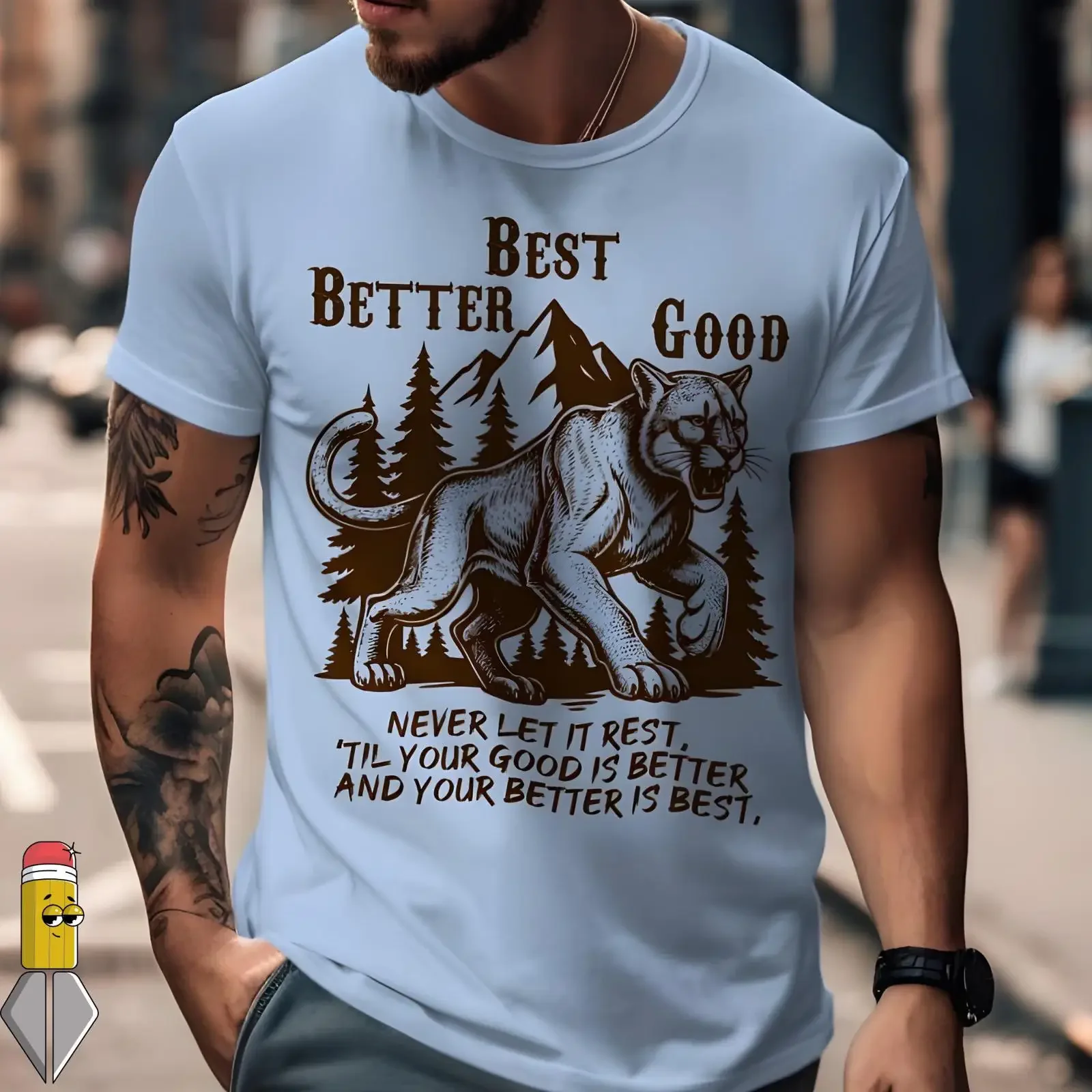 Vintage Cougar Mountain Wild Cat T Shirt Good Better Best Inspirational Quote Never Let It Rest Motivational  vintage Washed