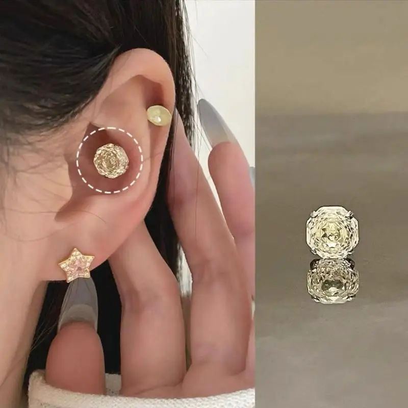 Модные серьги-гвоздики взрывного цвета с розой и цирконием, 8 мм, титановая сталь, плоское дно, резьбовая игла, ушная кость