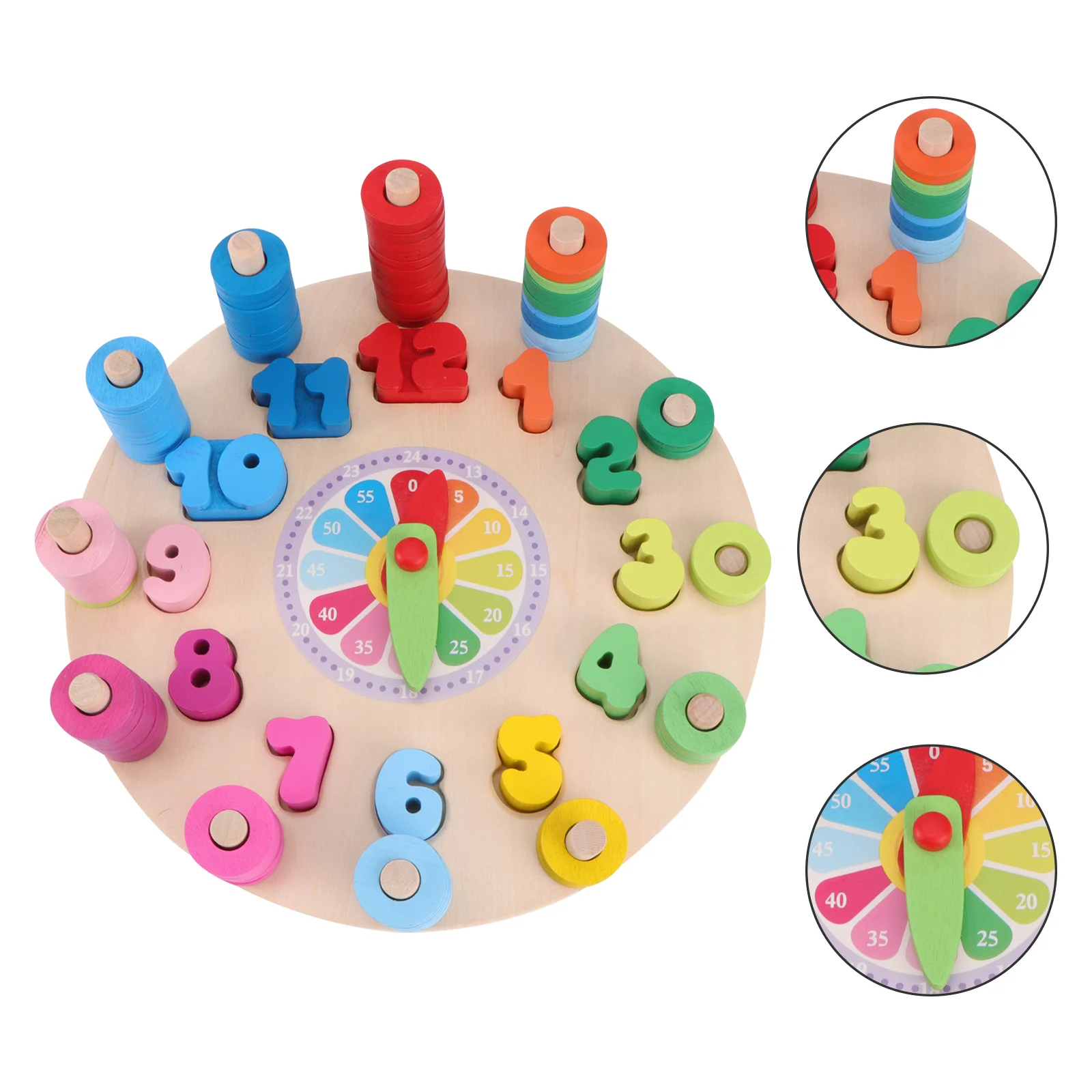 Leone nitive-Horloge multifonctionnelle en bois coloré, jouet d'apprentissage, 1 à 12 chiffres