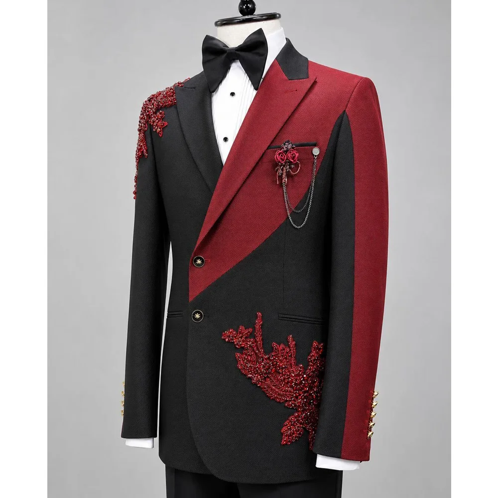 Men's Suit 2-piece Luxury Blazer Pants  Wedding Groom Tuxedo Customized Elegant Men's Suit