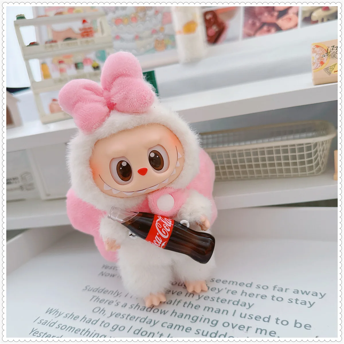 17cm First Second and Third Generation Labubu Bag Pendant Cute Doll Clothes Bow Accessory Keychain