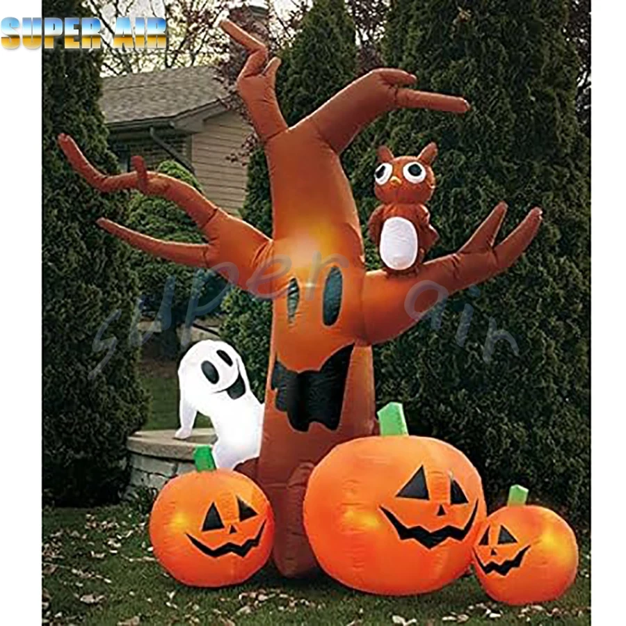 Special design Halloween decoration fearful inflatable dead tree with pumpkin and ghost