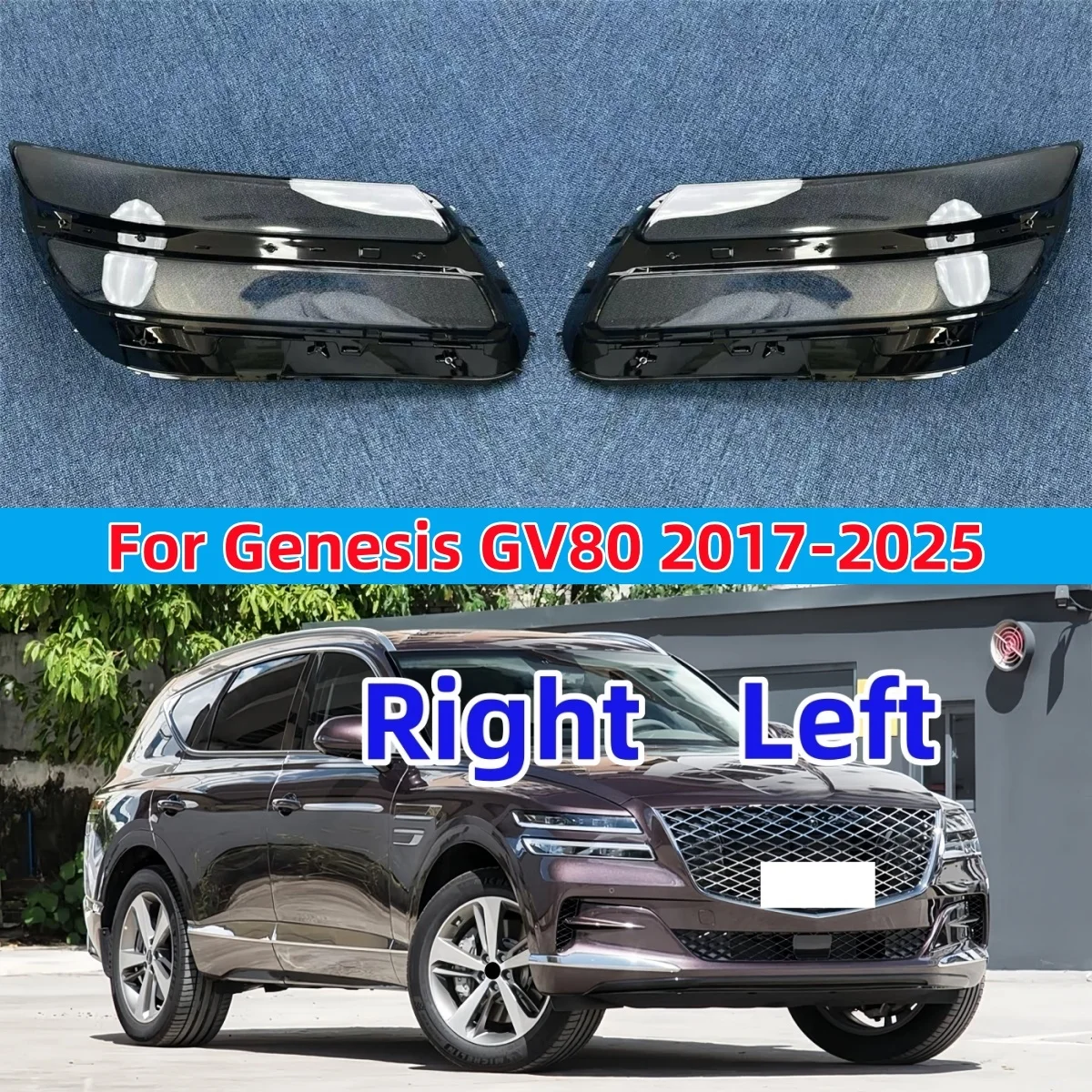 For Genesis GV80 2017 2018 2019 2020 2021 2022 2023 2024 2025 Headlamp Lamp Cover Headlight Shell Transparent Lampshade Lens