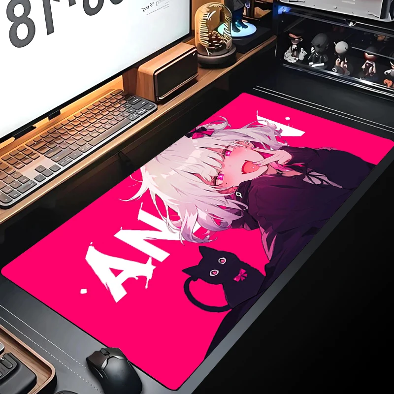 

Anime Girl Mouse Mat Gamer Cute Cat Large Mousepad Computer Gaming Mouse Pad Office Locking Edge Deyboard Pad 900x400mm Desk Mat