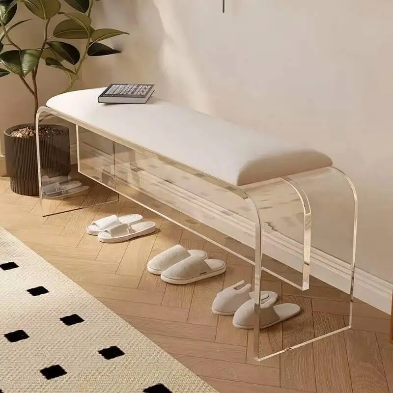 Home Nordic Sofa Acrylic Shoe Luxury Changing Stools Ottomans Light Designer Living Room Furniture Transparent Dining Desk Bench