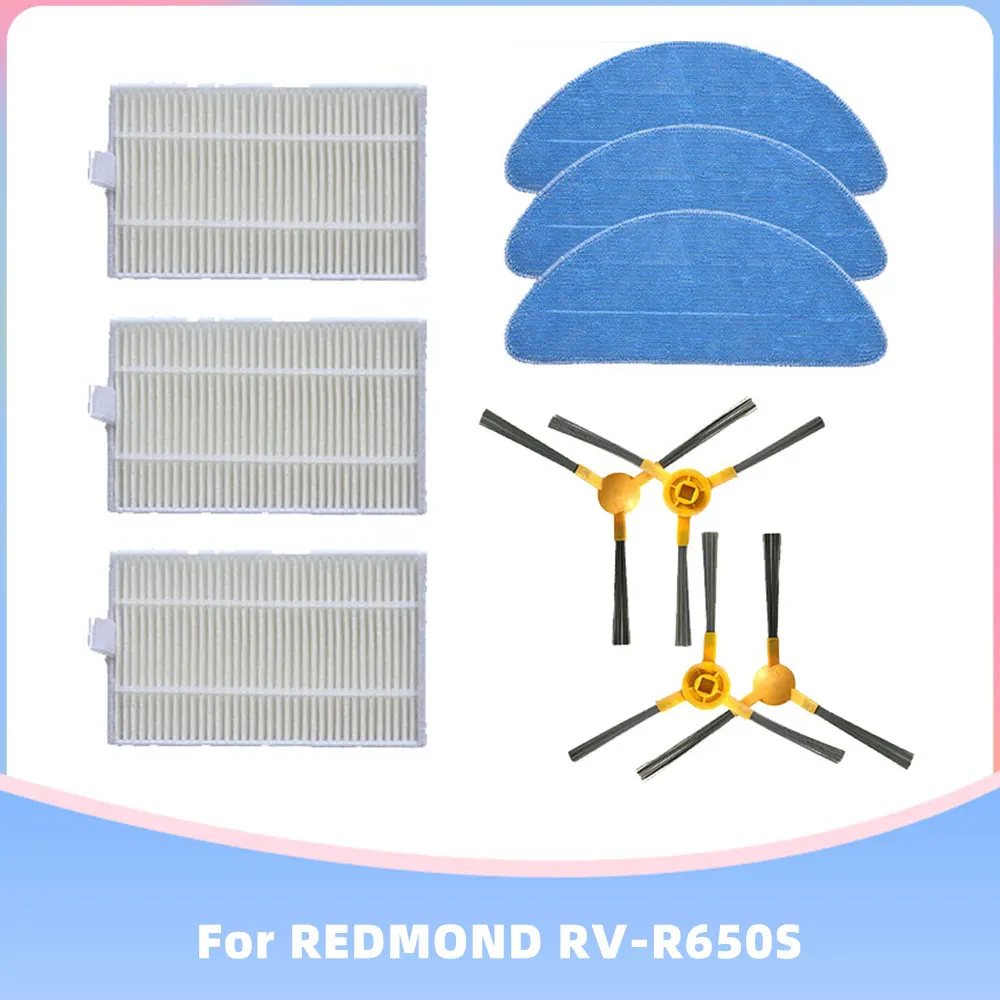 For REDMOND RV-R650S Vacuum Cleaning Robot Hepa Filter Side Brush Mop Cloth Accessories Replacement Attachment Spare Parts