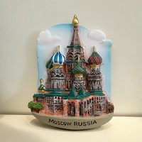 3D painted refrigerator with magnetic stickers at St. Vasily's Church in Moscow, Russia fridge magnets as a commemorative gift f