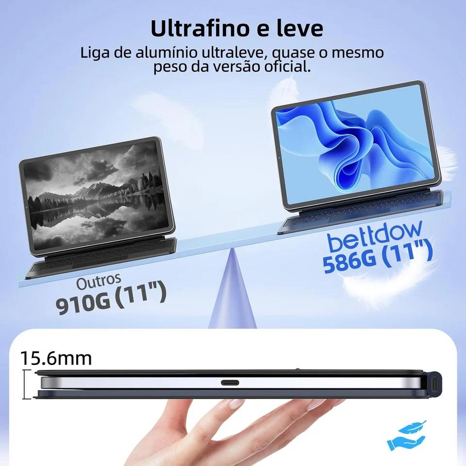 Bettdow Ultra Thin Magic Keyboard for iPad Pro 11 Air 11 M3/M2