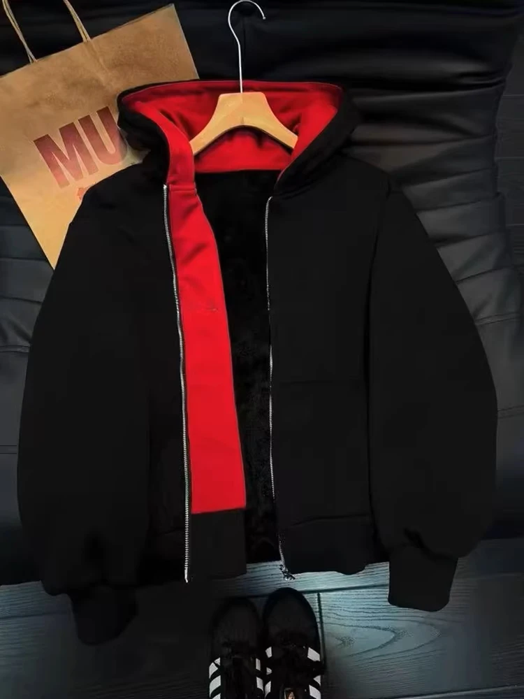 

Мужская толстовка с капюшоном, в стиле пэчворк, с цветными вставками, на флисовой подкладке, утепленная, повседневная верхняя одежда в американском стиле, премиум-качество, осень-зима