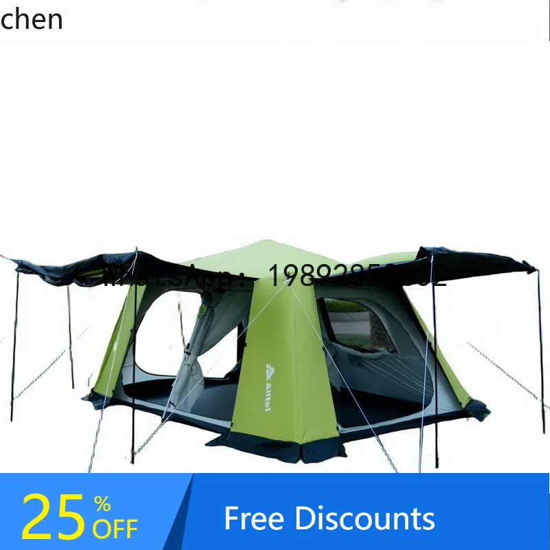 

sunscreen vinyl tent outdoor aluminum alloy rod automatic 4-6-8 camping double layer rainstorm protection