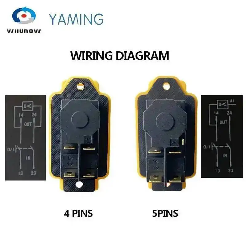 Electromagnetic Switch 4/5 Pin 110V 220V ON-OFF Momentary Reset Push Button With Cover IP55 Waterproof YCZ3-C Replace KJD17