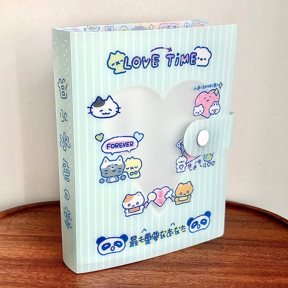 

Clover Design A6 Storage Binder Panda Theme Vintage Showa Style Stickers Binder Fixed-page Kawaii Sticker Storage Book Scrapbook