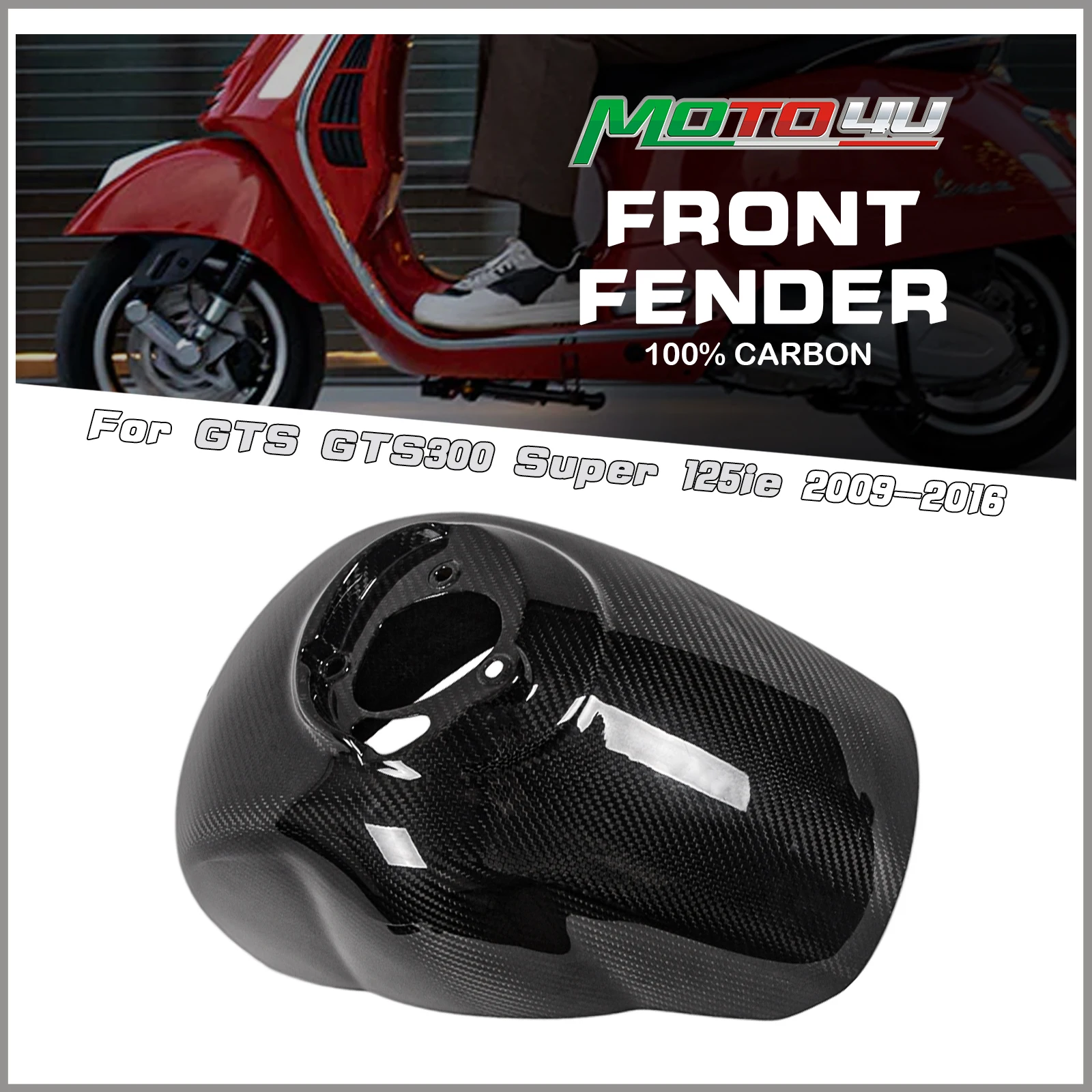 Für GTS GTS300 Super 125ie 2009-2016 100% Carbon Fiber Front Fender Motorrad Kotflügel GT / GTS 125cc - 300cc