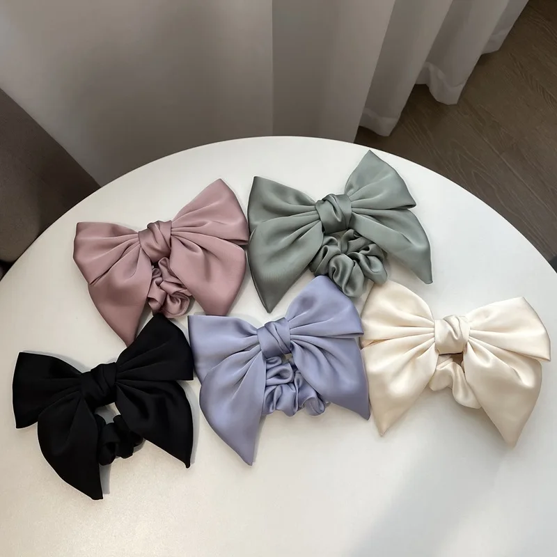 Retro Simple Satin Hair Scrunchie Candy Color Elastic Hair Bands Ponytail Hair Ties Fashion Ornament For Girls Hair Accessories