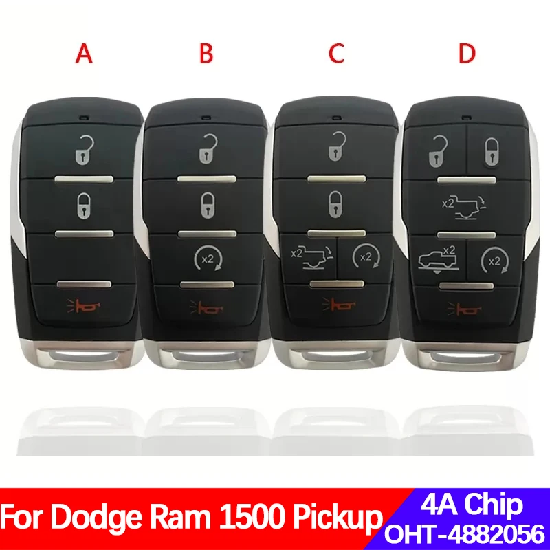 

CN087044 Aftermarket 3/4/5/6B Smart Prox Remote Key For Dodge Ram 1500 Pickup 2019 2020 434Mhz PCF7939M Chip FCC ID OHT-4882056