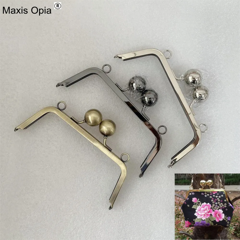 17.5*6.5 Cm Silver Antique Brass Gunmetal Metal Purse Frame With Screws 25 Mm Big Ball Claps Travel Accessories Handles For Hand