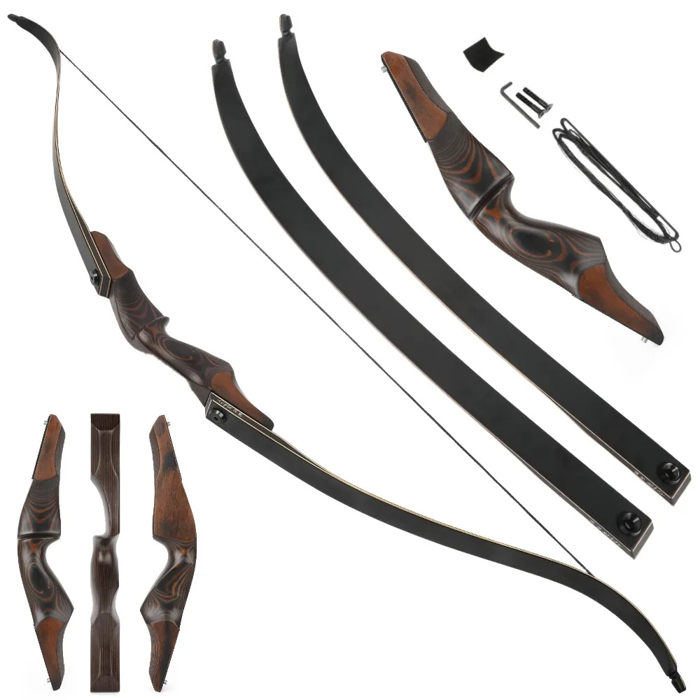 

60inch 25-60lbs Archery Recurve Bow Right Hand Wooden Riser Bamboo Core Limbs Outdoor Shooting Hunting American Hunting Bow