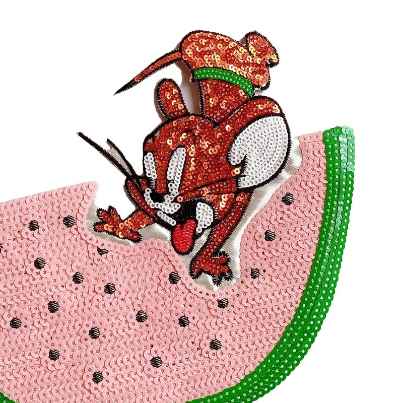 Wholesale patch badge strawberry watermelon embroidery patch cartoon animal embroidery badge parches termoadhesivos para ropa