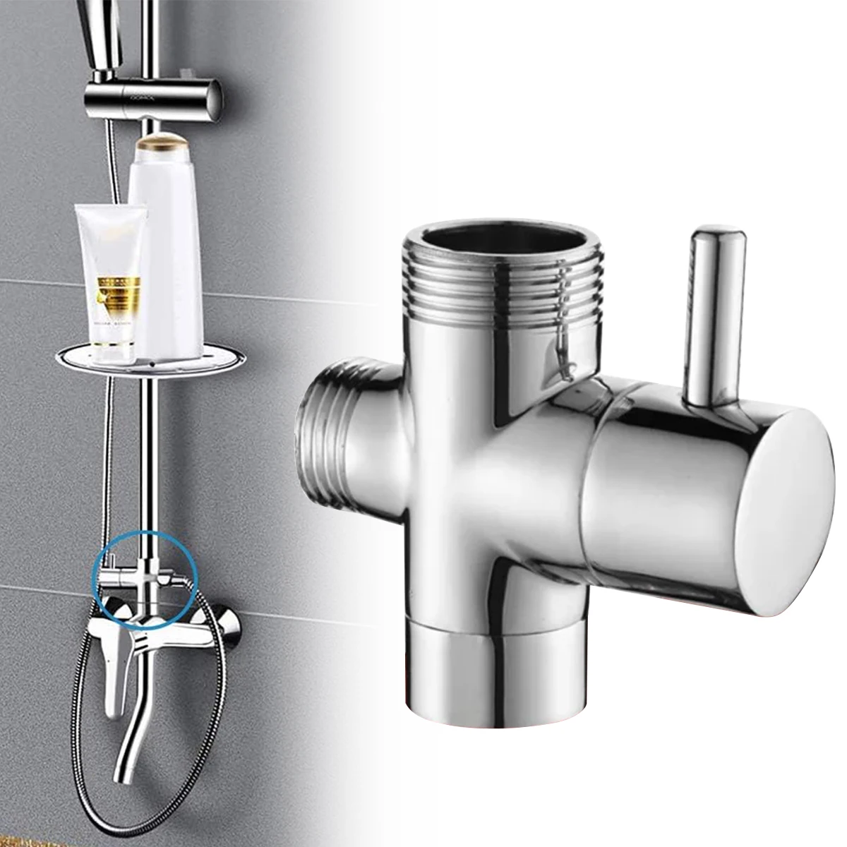 Water divider quick opening shower three-way one in two out water distribution valve 4-pin/6-pin converter accessory connector