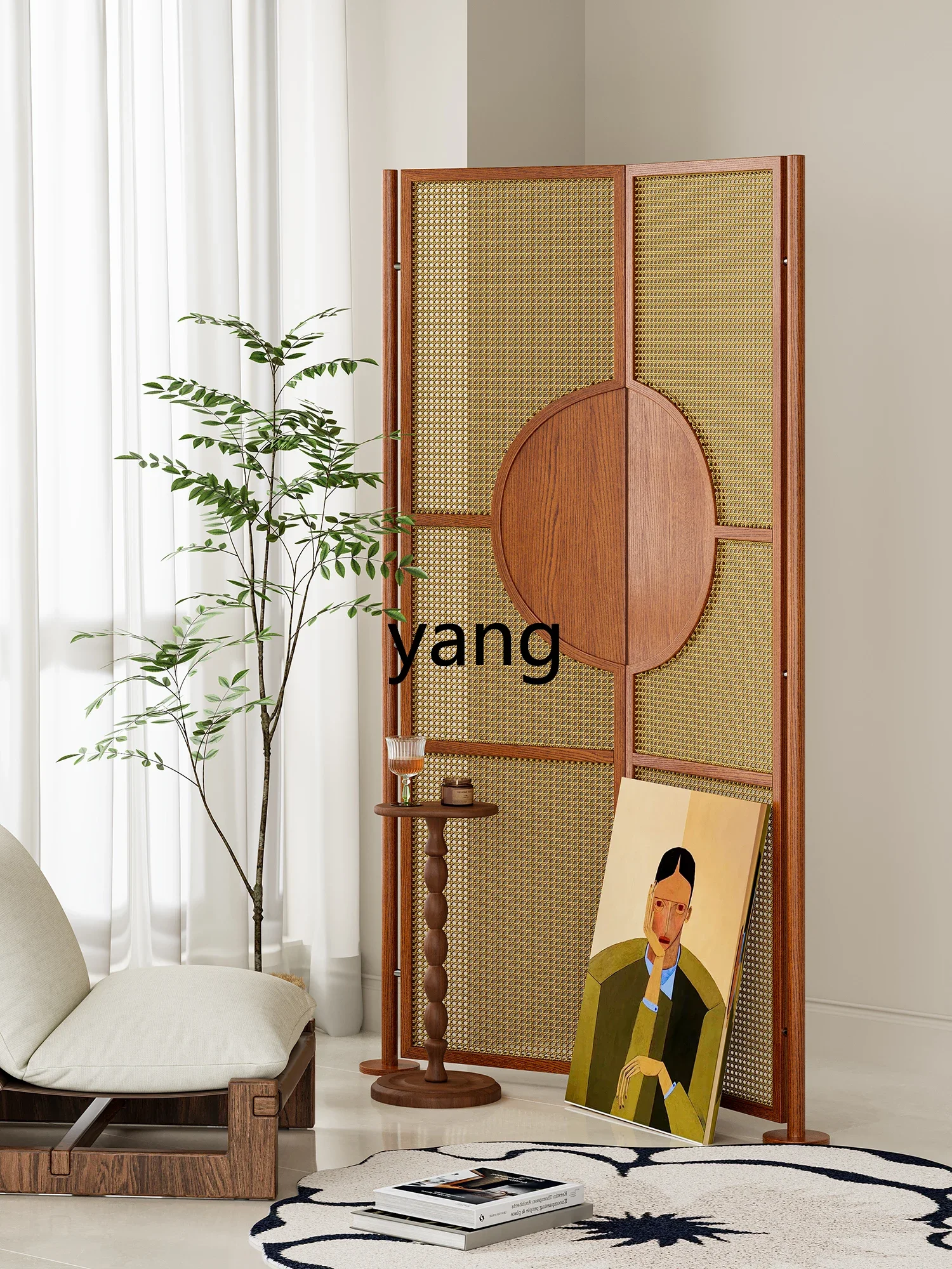XYY New Chinese Simple Folding Screen Commercial Home Living Room Screen Partition Blocking Curtain Baffle