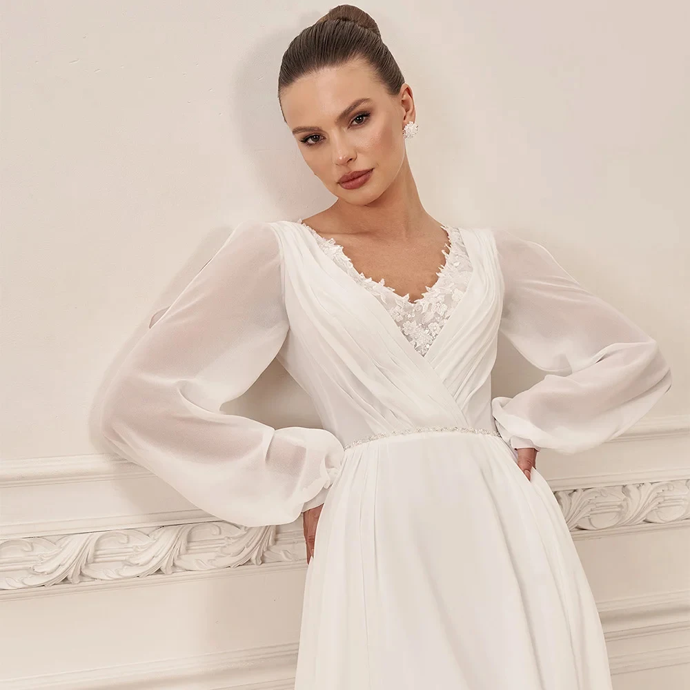 Exquisite Strapless Wedding Dresses Full Sleeve Lace Bridal Gowns Court Train Vestido De Novia Exquisite New Robe De Summer