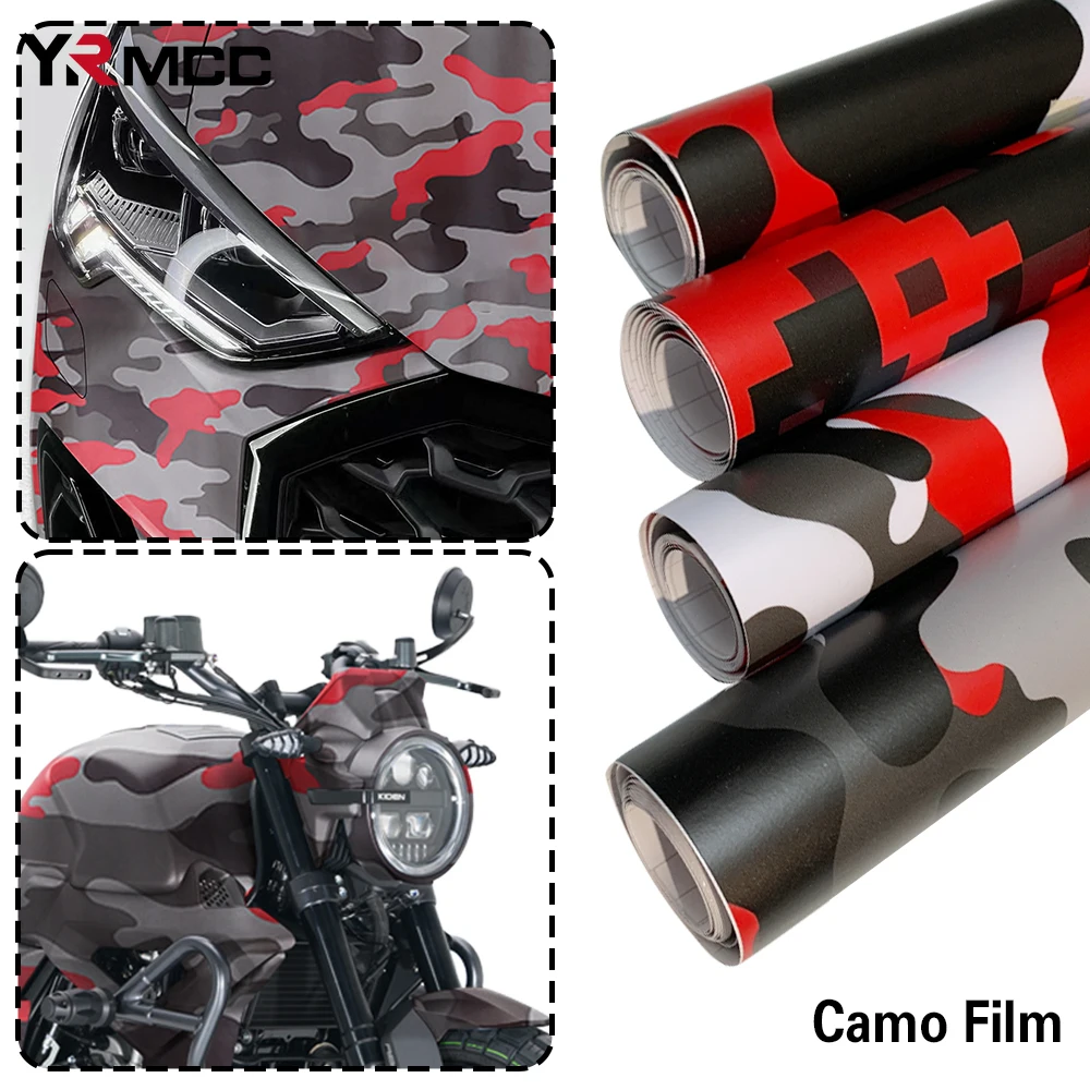

Car Red Series Camo Film PVC Waterproof Self Adhesive Camouflage Film Autobody Color Change Sticker for Motorcycle Stickers