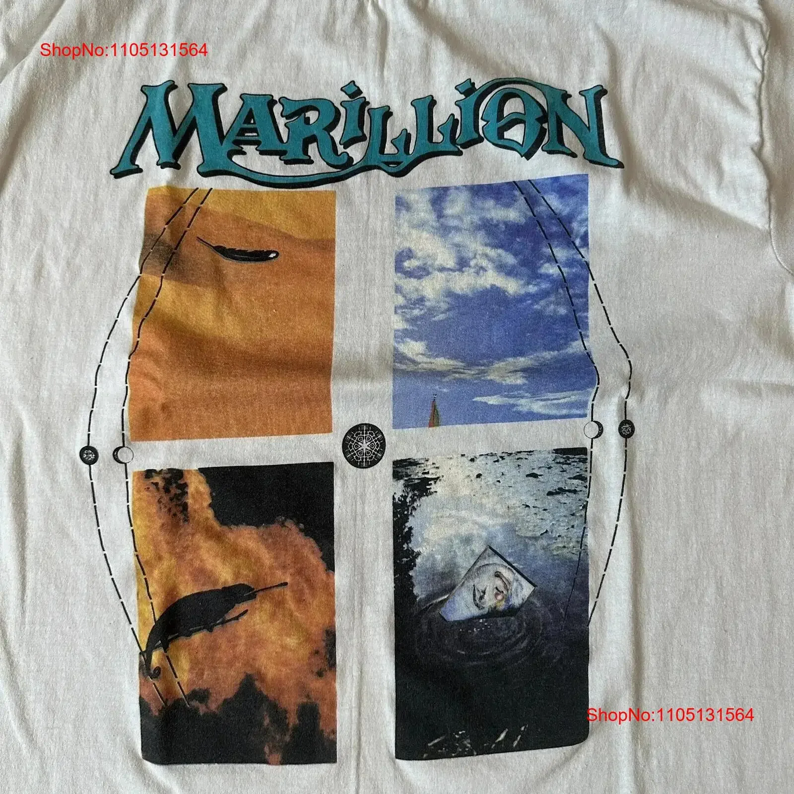 

Винтажная белая футболка RARE Marillion из хлопка, все размеры S 345XL, забавный 5HRC14, винтажный слегка топ для повседневной носки, мода
