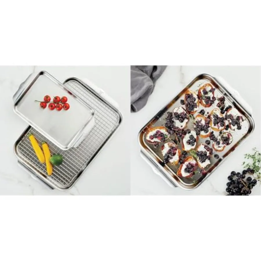 

Набор противней для выпечки OvenBond Collection из нержавеющей стали, 3 предмета, 12x15 дюймов, трехслойные, среднего размера